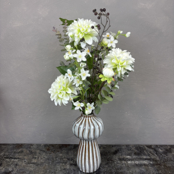 Kunstig Buket - Bomber af Hvide Dahlia
