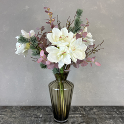 Kunstig buket - R� Hvid Amaryllis