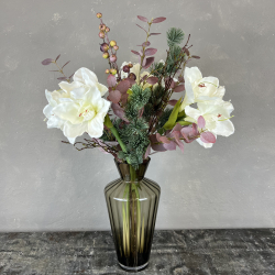 Kunstig buket - R� Hvid Amaryllis