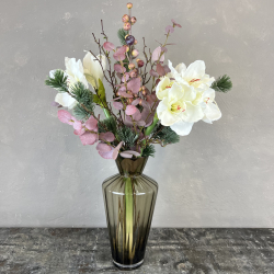 Kunstig buket - R� Hvid Amaryllis