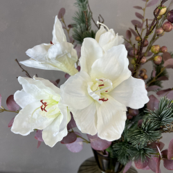 Kunstig buket - R� Hvid Amaryllis