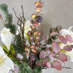 Kunstig buket - R� Hvid Amaryllis