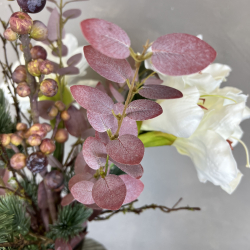 Kunstig buket - R� Hvid Amaryllis