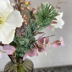 Kunstig buket - R� Hvid Amaryllis