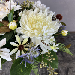 Kunstig Buket - Rustik Hvid m. Solhat (Video buket)