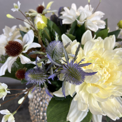 Kunstig Buket - Rustik Hvid m. Solhat (Video buket)