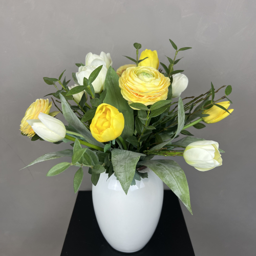Kunstig Buket - Gul Ranunkel/Tulipan