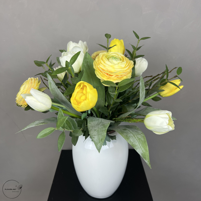 Kunstig Buket - Gul Ranunkel/Tulipan