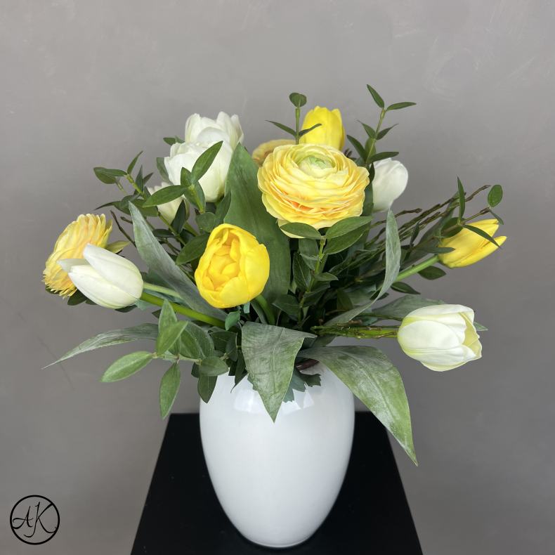 Kunstig Buket - Gul Ranunkel/Tulipan