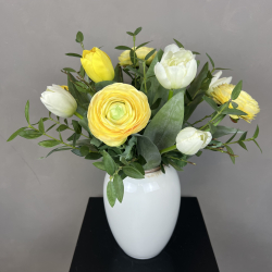 Kunstig Buket - Gul Ranunkel/Tulipan