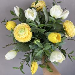 Kunstig Buket - Gul Ranunkel/Tulipan