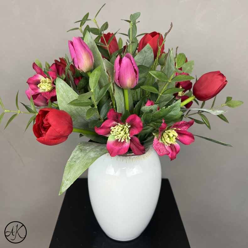 Kunstig Buket - Cerise Tulipan