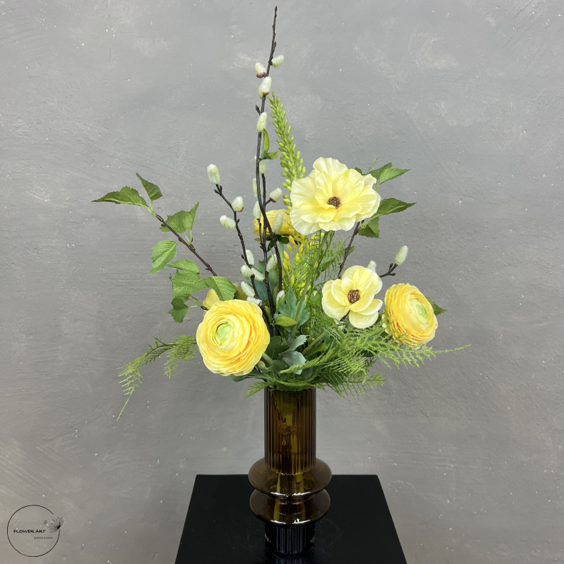 Kunstig Buket -  Gul Ranunkel Forr