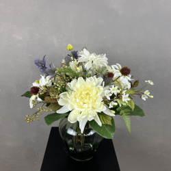 Kunstig Buket - Rustik Hvid m. Solhat (Video buket)