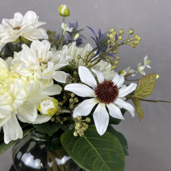 Kunstig Buket - Rustik Hvid m. Solhat (Video buket)